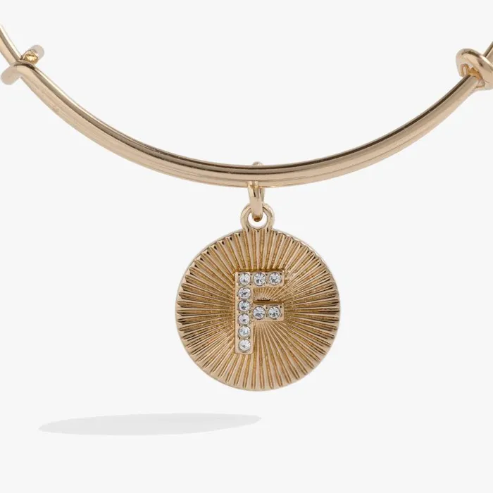 Bracelets Women Alex And Ani Initial F Pave Starburst Texture Bangle Gold