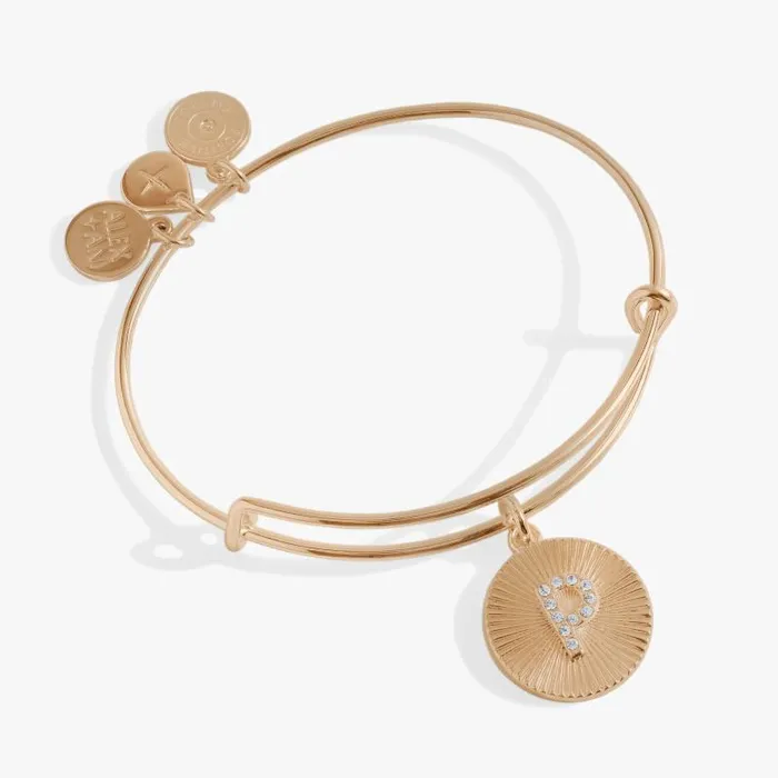 Bracelets Women Alex And Ani Initial P Pave Starburst Texture Bangle Gold