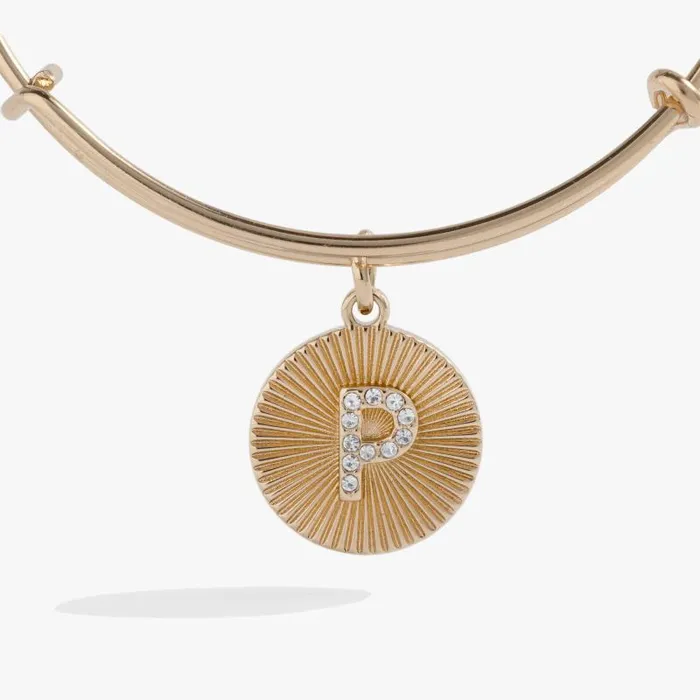 Bracelets Women Alex And Ani Initial P Pave Starburst Texture Bangle Gold