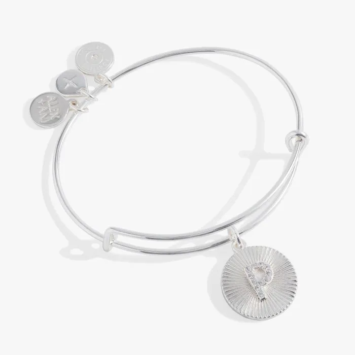 Bracelets Women Alex And Ani Initial P Pave Starburst Texture Bangle Gold