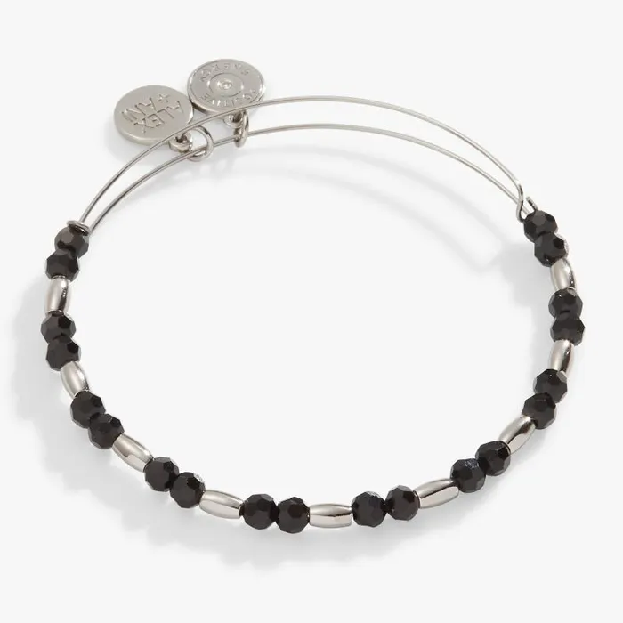 Bracelets Women Alex And Ani Jet Black Crystal Beaded Bangle Gunmetal
