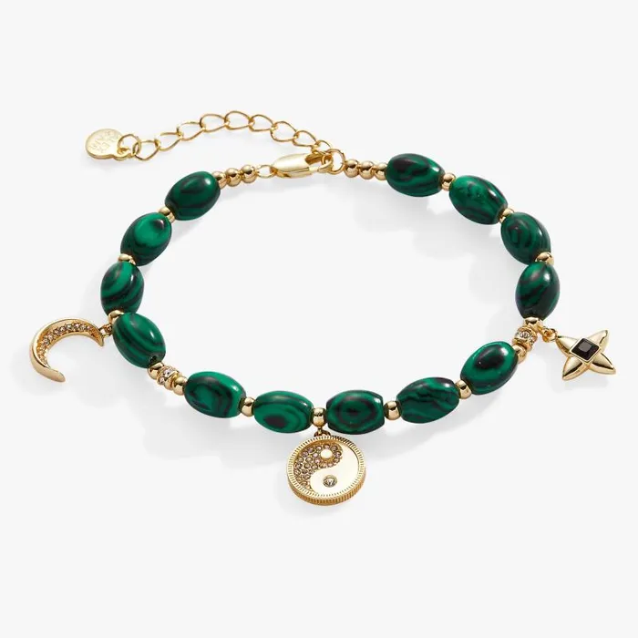Bracelets Women Alex And Ani Malachite Charm Bracelet Gold