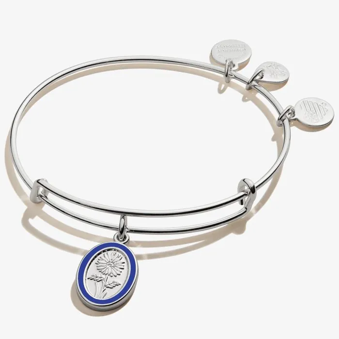 Bracelets Women Alex And Ani September Aster Flower Charm Bangle Shiny Silver Bracelets Women Alex And Ani September Aster Flower Charm Bangle Shiny Silver
