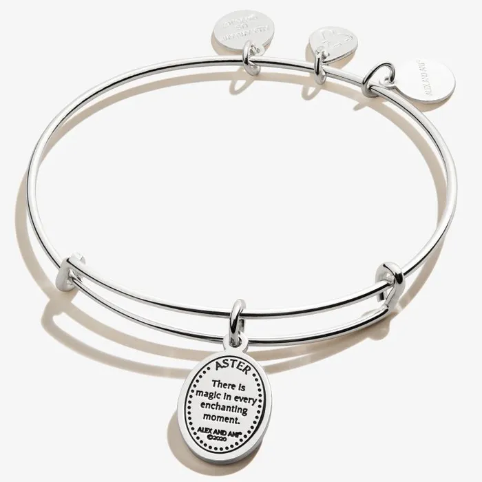 Bracelets Women Alex And Ani September Aster Flower Charm Bangle Shiny Silver