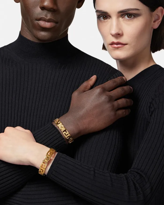 Bracelets WomenMen Versace Crystal Medusa Greca Cuff Bracelet Gold