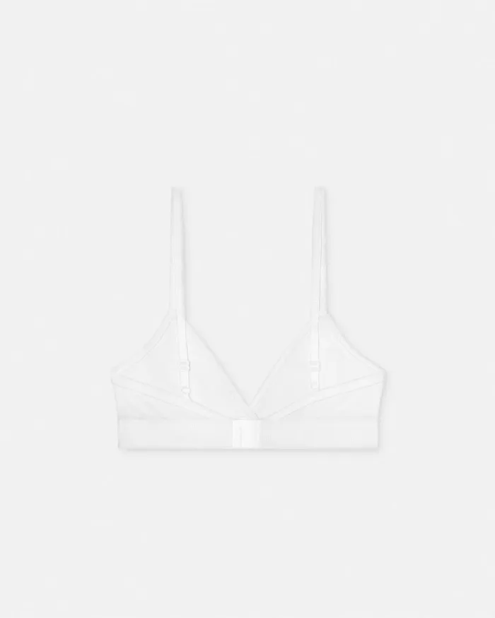 Bras and Briefs Women Versace 90s Vintage Logo Ribbed Bralette White