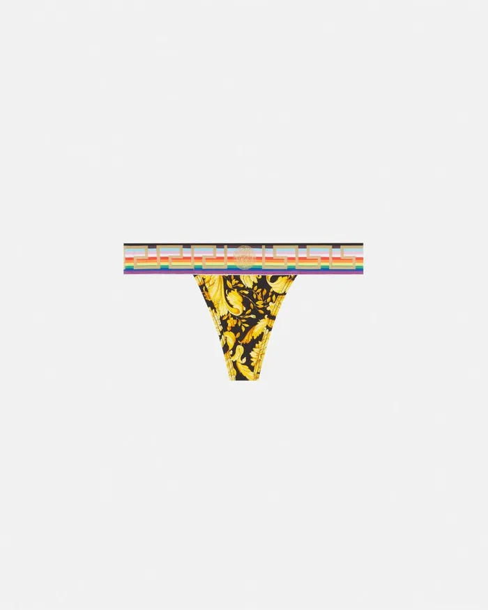 Bras and Briefs Women Versace Pride Barocco Thong Blackprint