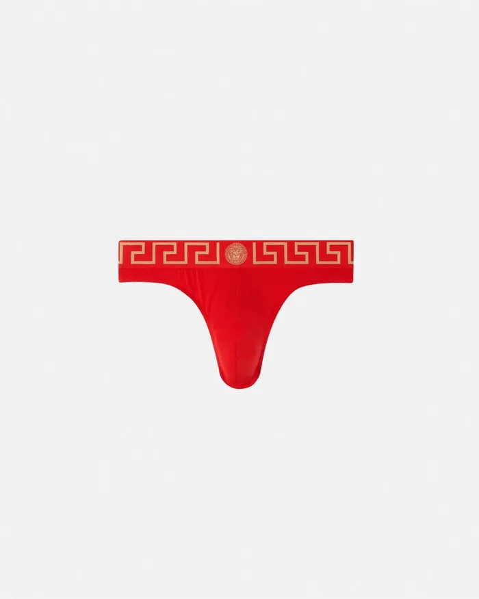 Briefs Men Versace Greca Border Thong Red