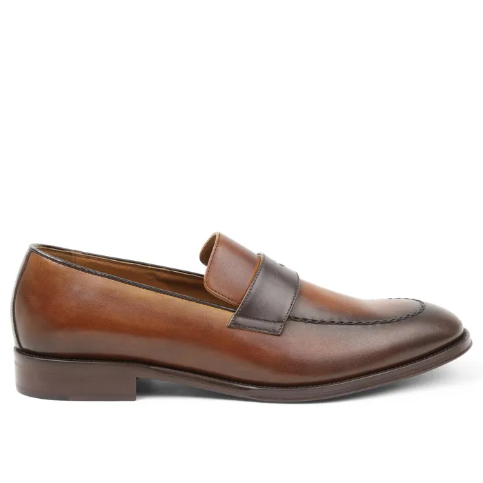 Bruno Magli Arezzo Burnished Penny Loafer 8211 CognacDark Brown Men Loafers and Slipons