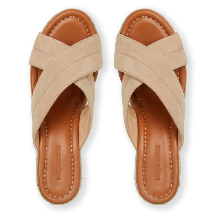 Bruno Magli EVA Wedge Heel SAND SUEDE Women Sandals and Slides