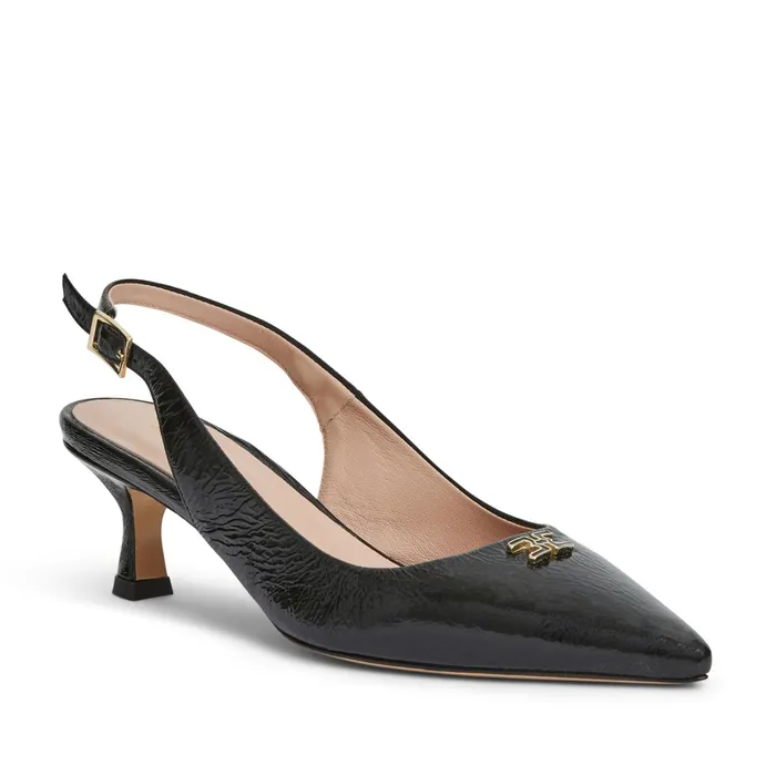 Bruno Magli FIONA Slingback Pump BLACK CRINKLE PATENT Women Pumps