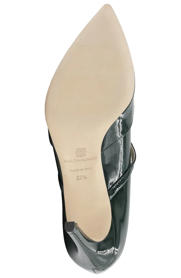 Bruno Magli Gemma MaryJane Leather Pump 8211 Emerald Patent Women Heels