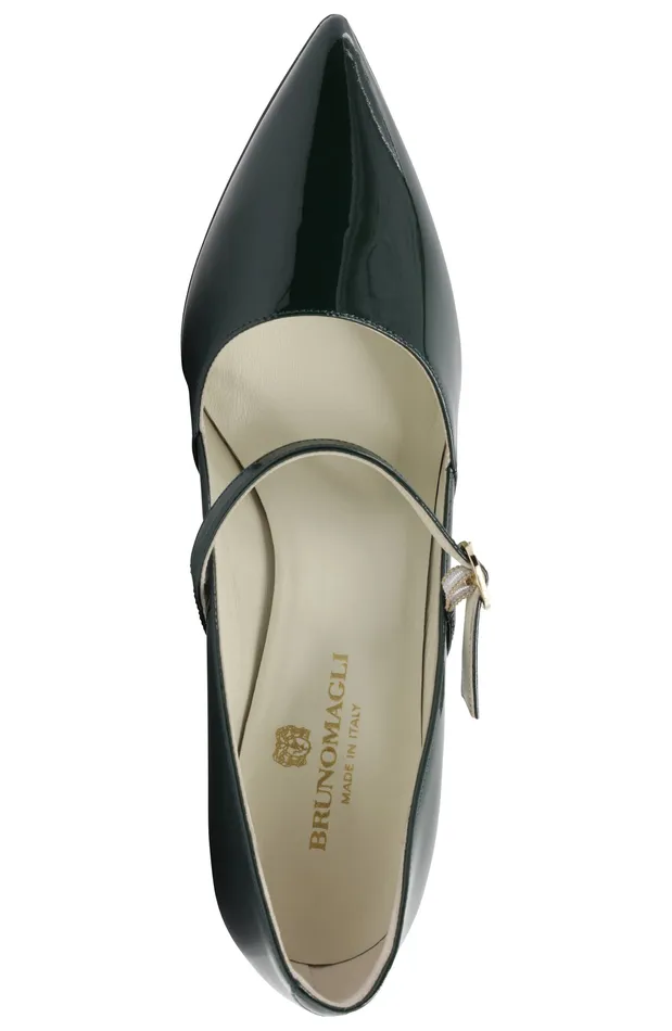 Bruno Magli Gemma MaryJane Leather Pump 8211 Emerald Patent Women Heels