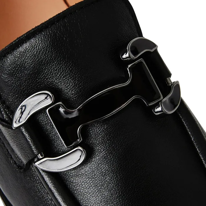Bruno Magli Natalie Square Toe LoaferBlack Leather Women Flats and Loafers