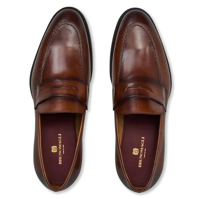Bruno Magli Payton Burnished Penny LoaferCognac Men Loafers and Slipons