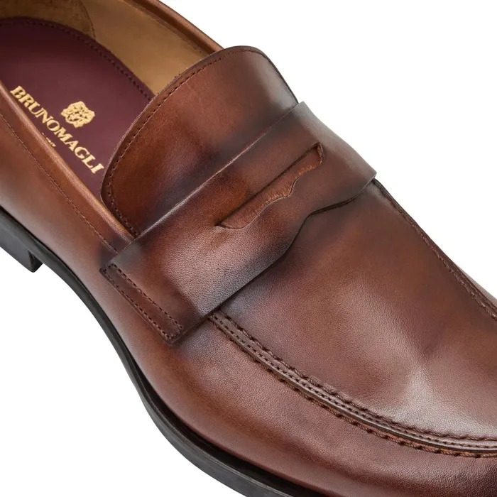 Bruno Magli Payton Burnished Penny LoaferCognac Men Loafers and Slipons
