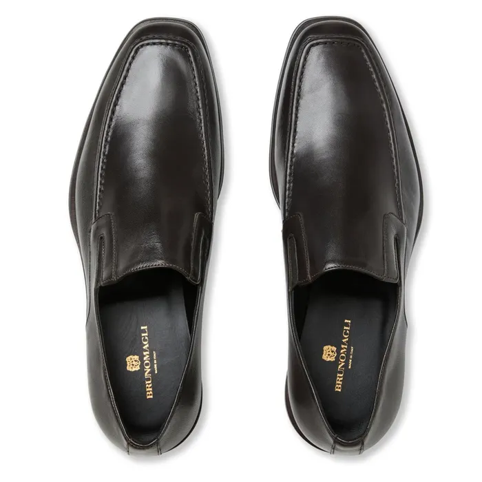 Bruno Magli Raging Leather Slipon 8211 Dark Brown Leather Men Loafers and Slipons