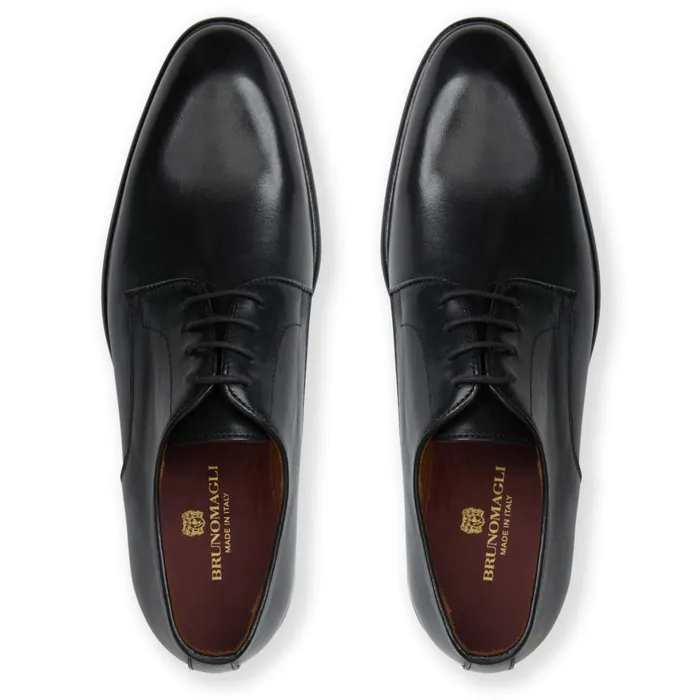 Bruno Magli Salerno Derby Black Leather Men Laceups and Oxfords