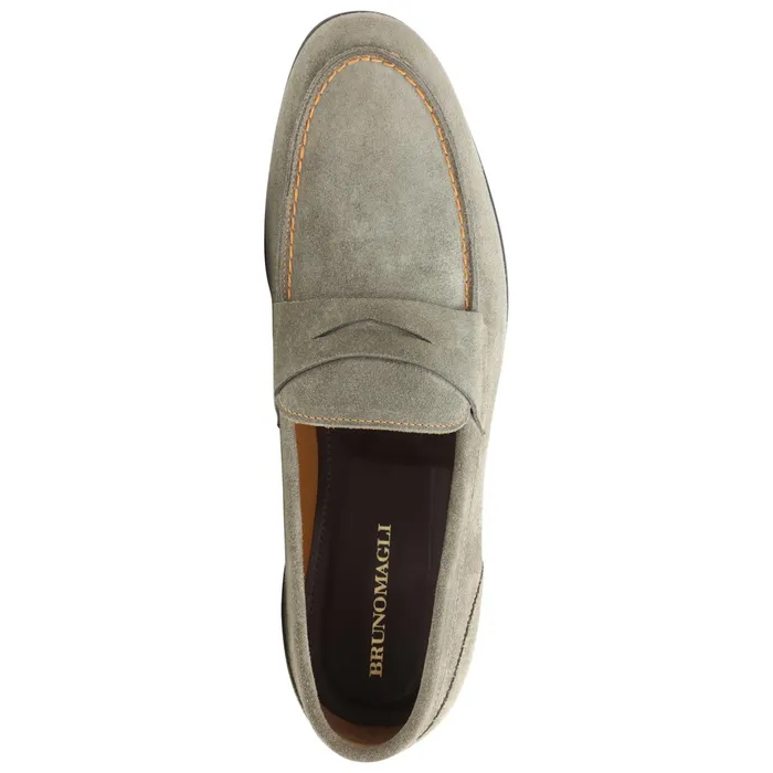 Bruno Magli Silas Suede Loafer 8211 Taupe Men Dress Shoes