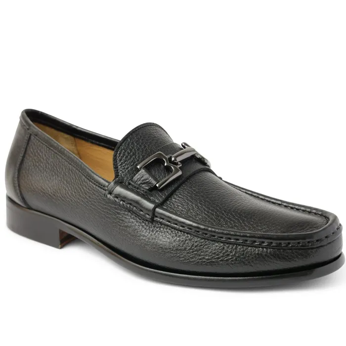 Bruno Magli Trieste Classic Leather Moccasin 8211 Black Cervo Men Loafers and Slipons