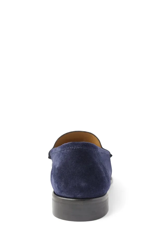 Bruno Magli Trieste Classic Leather Moccasin 8211 Navy Suede Men Casual Shoes