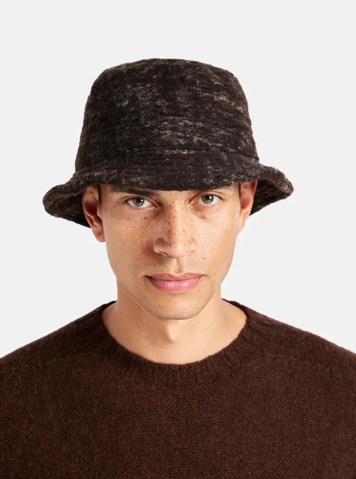 Bucket Hat In Brown Marble Fleece Men Universal Works Hats