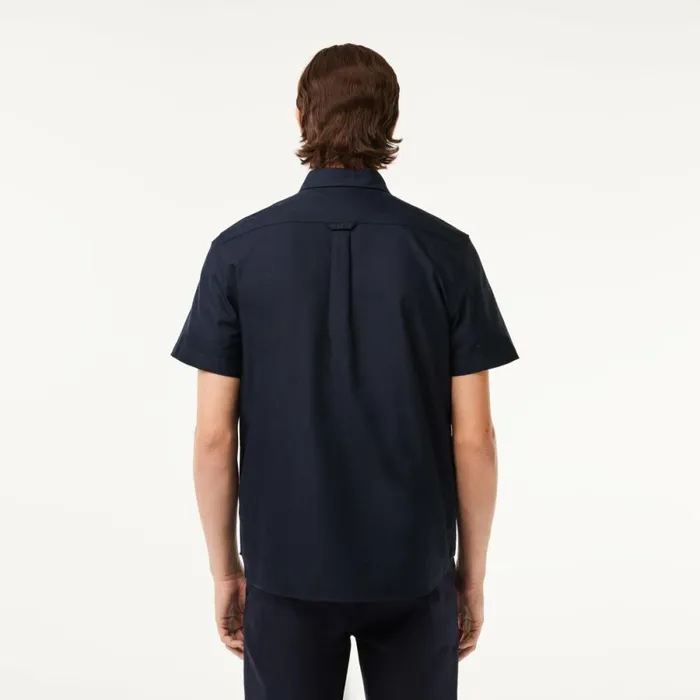 Button Down Shirts Men Lacoste Men039s Regular Fit Short Sleeve Oxford Shirt Navy Blue F2w