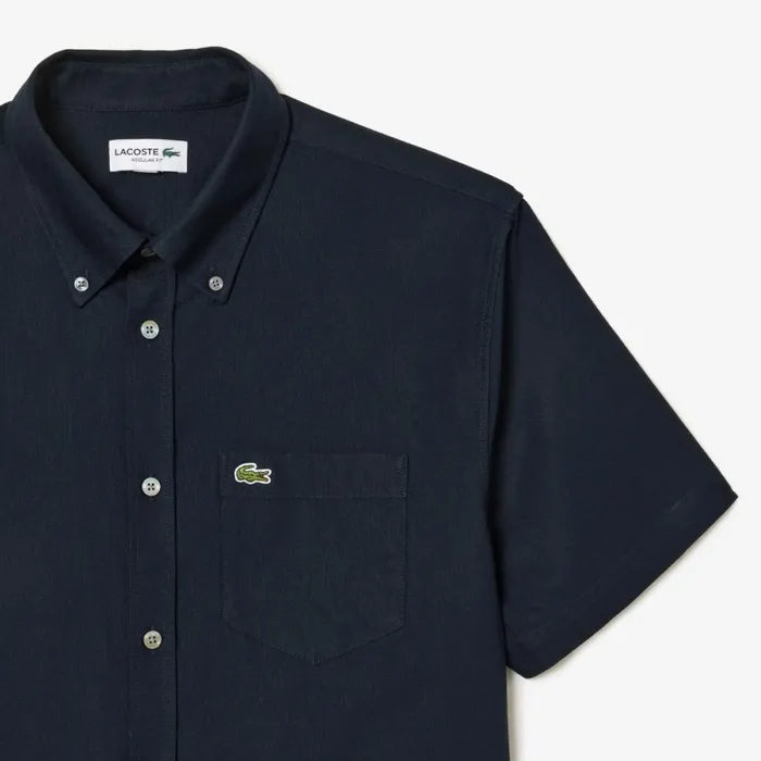 Button Down Shirts Men Lacoste Men039s Regular Fit Short Sleeve Oxford Shirt Navy Blue F2w