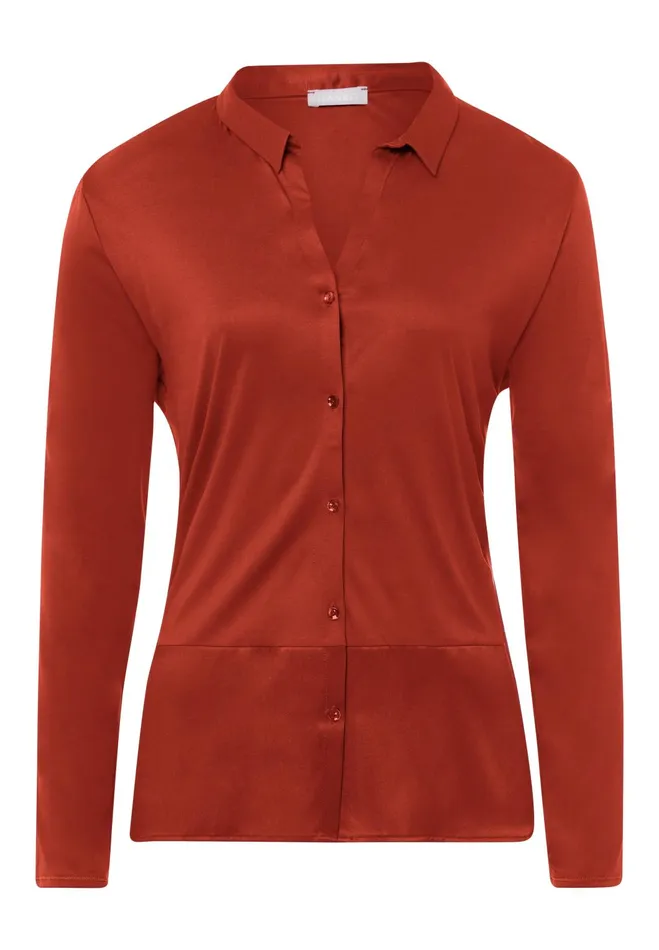 Button Front Shirt Blood Orange Women HANRO Pajama Tops