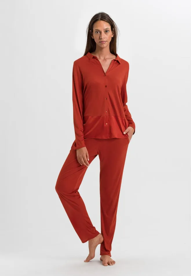 Button Front Shirt Blood Orange Women HANRO Pajama Tops