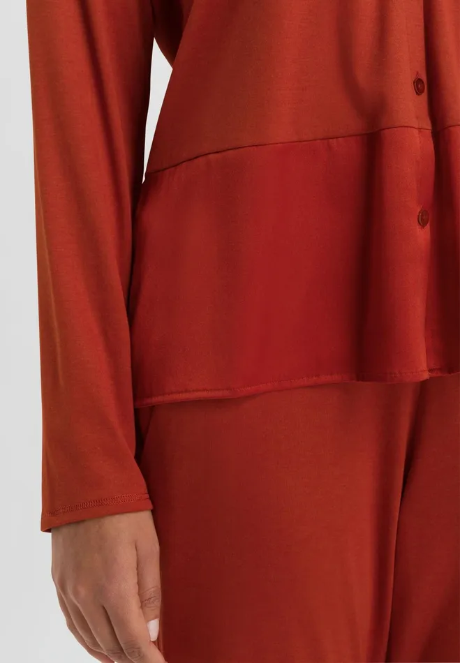 Button Front Shirt Blood Orange Women HANRO Pajama Tops