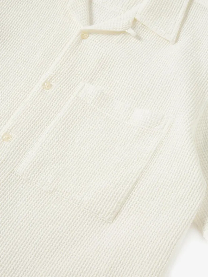 Camp Shirt In Ecru Japanese Waffle Men Universal Works Shirts