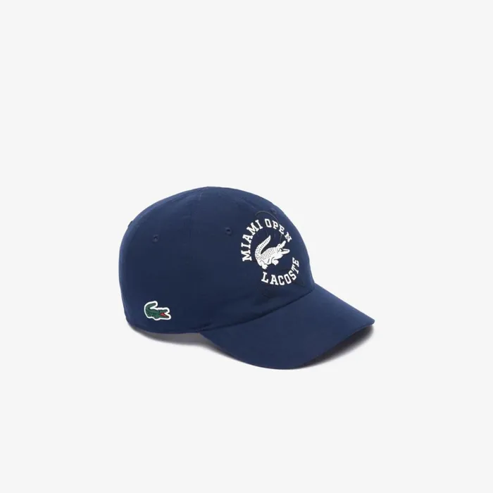 Caps and Hats MenWomen Lacoste Unisex Miami Open Edition Lightweight Tennis Cap Navy Blue 166