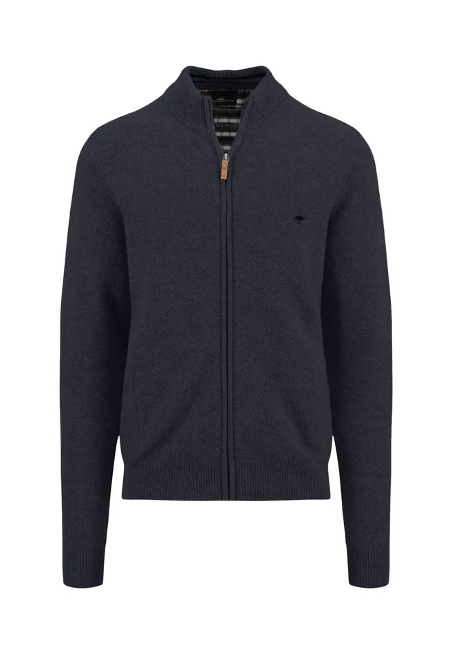 Cardigan Men FYNCHHATTON Parting Jacket Made Of Wool Mix With A Colored Zipper Navysilvercloud Blue