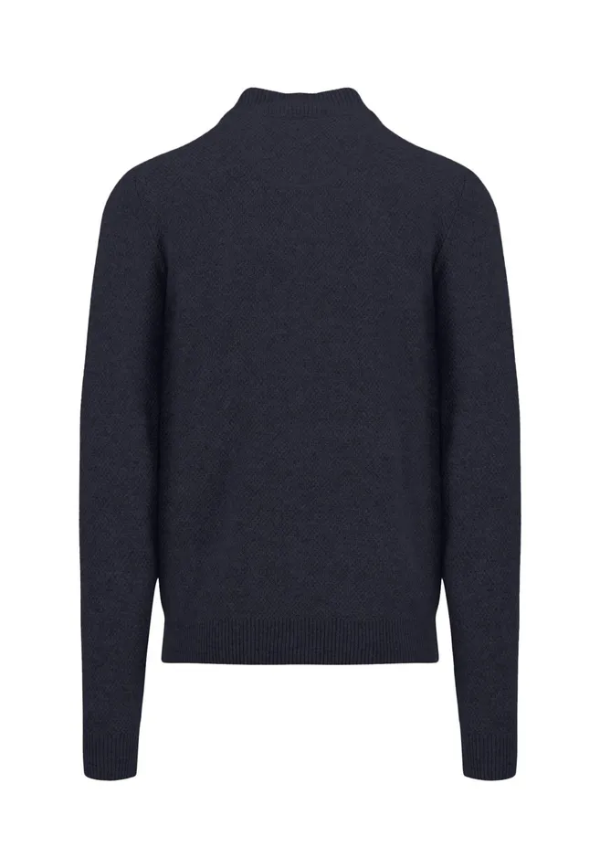 Cardigan Men FYNCHHATTON Parting Jacket Made Of Wool Mix With A Colored Zipper Navysilvercloud Blue