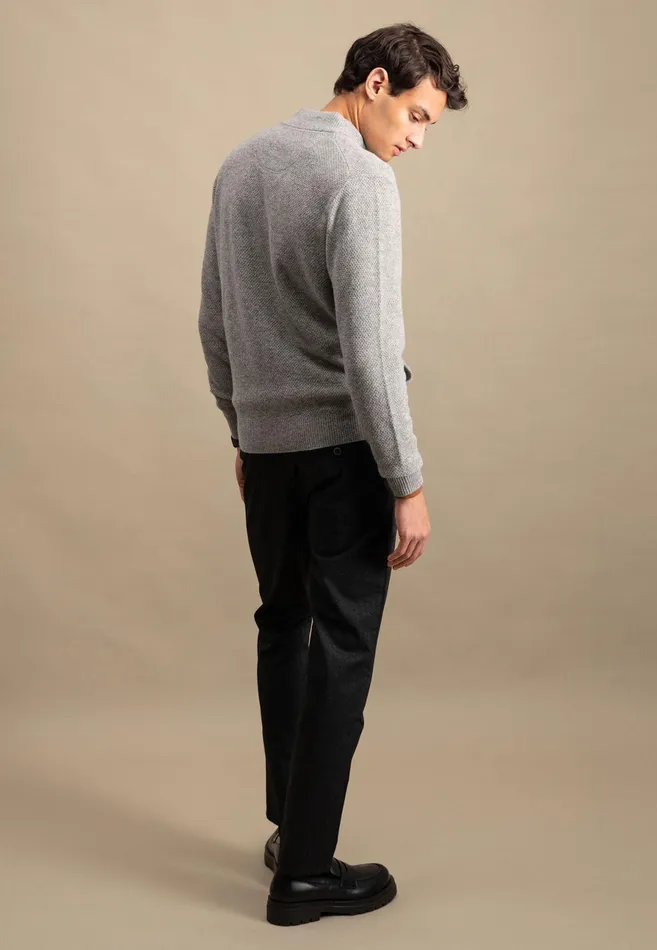 Cardigan Men FYNCHHATTON Parting Jacket Made Of Wool Mix With A Colored Zipper Navysilvercloud Blue