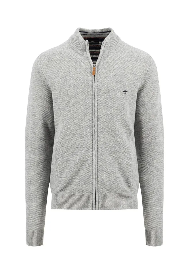 Cardigan Men FYNCHHATTON Parting Jacket Made Of Wool Mix With A Colored Zipper Navysilvercloud Blue