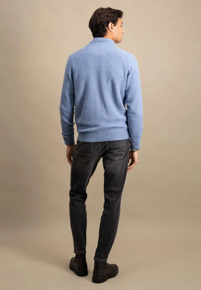 Cardigan Men FYNCHHATTON Parting Jacket Made Of Wool Mix With A Colored Zipper Navysilvercloud Blue