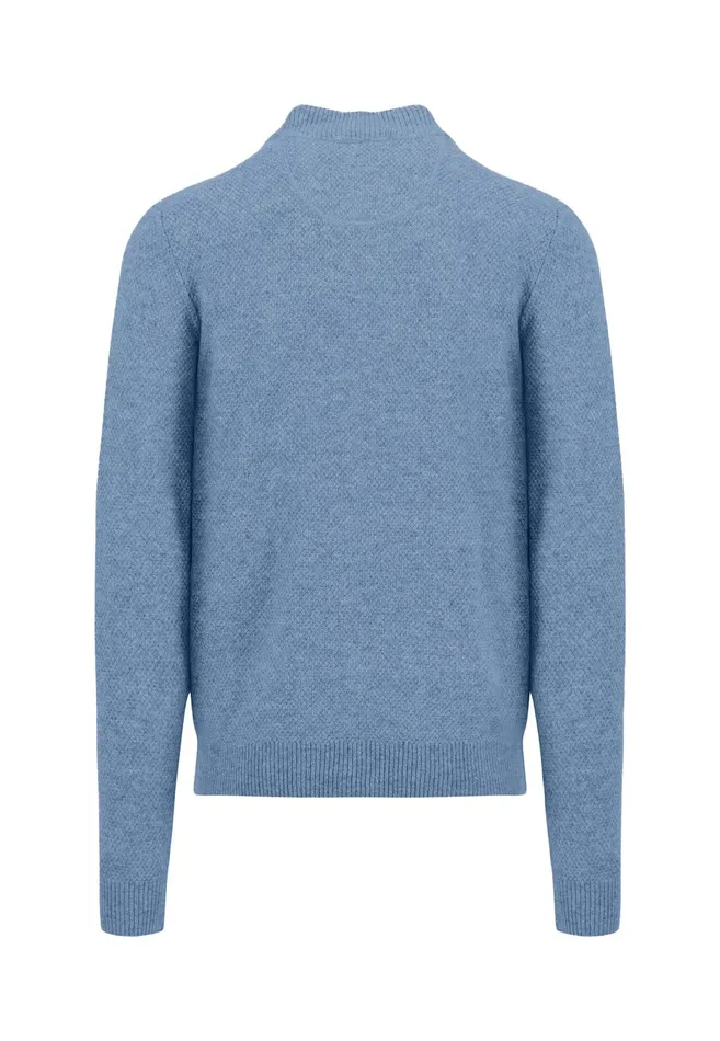 Cardigan Men FYNCHHATTON Parting Jacket Made Of Wool Mix With A Colored Zipper Navysilvercloud Blue