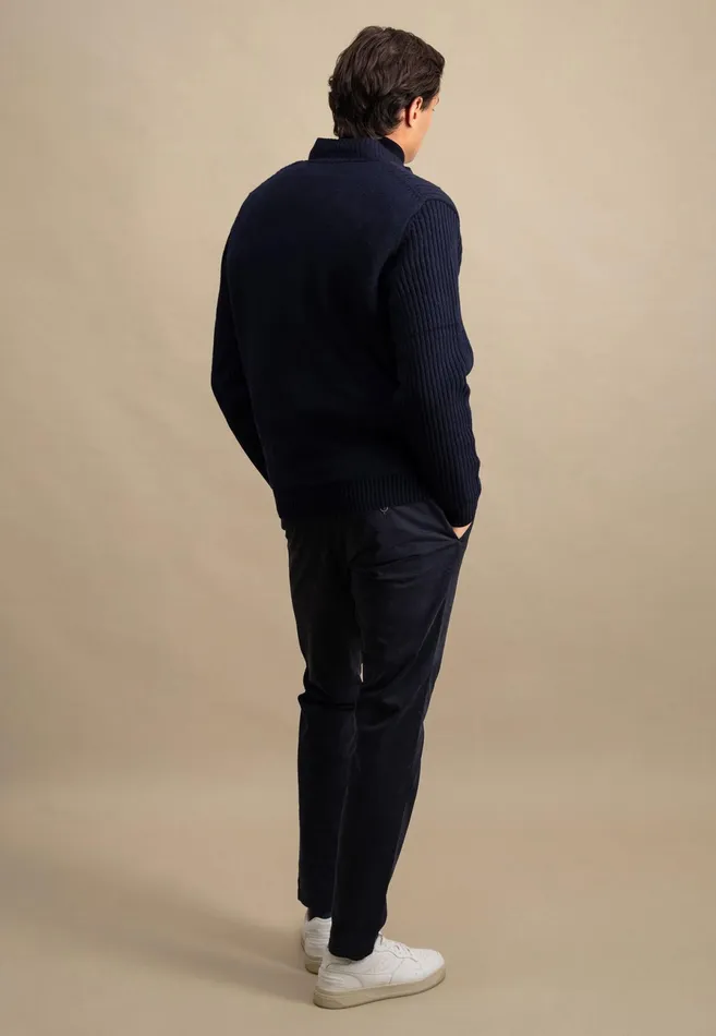 Cardigan Men FYNCHHATTON Parting Jacket Made Of Wool With A Braid Pattern And Zipper Steelnavy