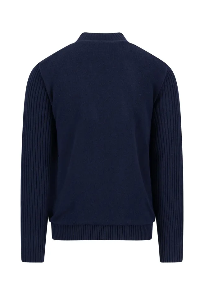 Cardigan Men FYNCHHATTON Parting Jacket Made Of Wool With A Braid Pattern And Zipper Steelnavy