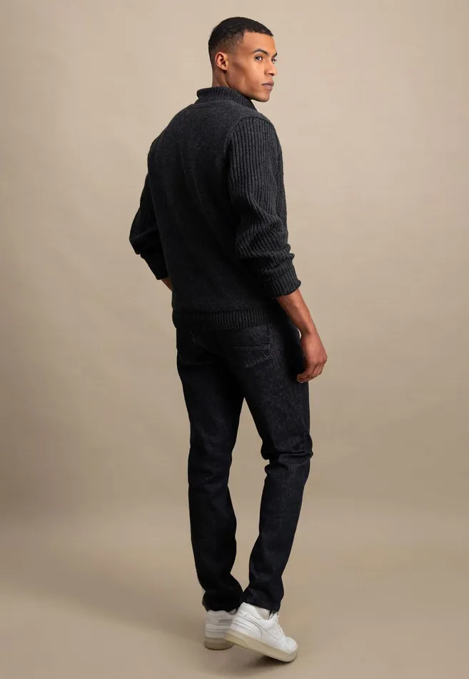 Cardigan Men FYNCHHATTON Parting Jacket Made Of Wool With A Braid Pattern And Zipper Steelnavy