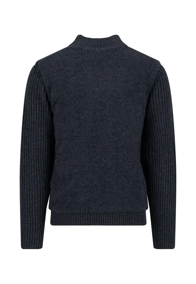 Cardigan Men FYNCHHATTON Parting Jacket Made Of Wool With A Braid Pattern And Zipper Steelnavy