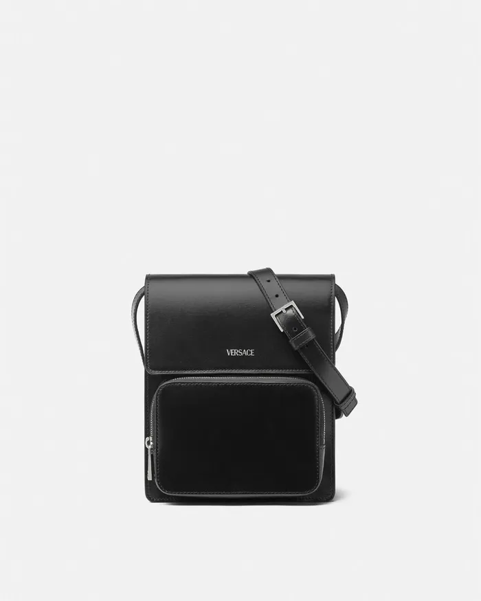 Cargo Men Versace Leather Crossbody Cargo Bag Blacksilver
