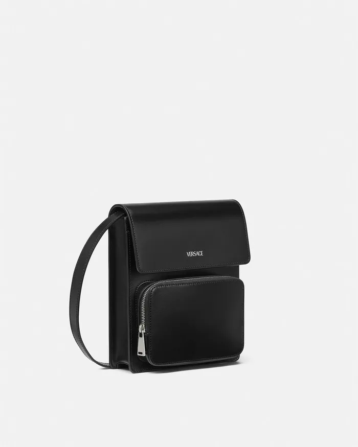 Cargo Men Versace Leather Crossbody Cargo Bag Blacksilver