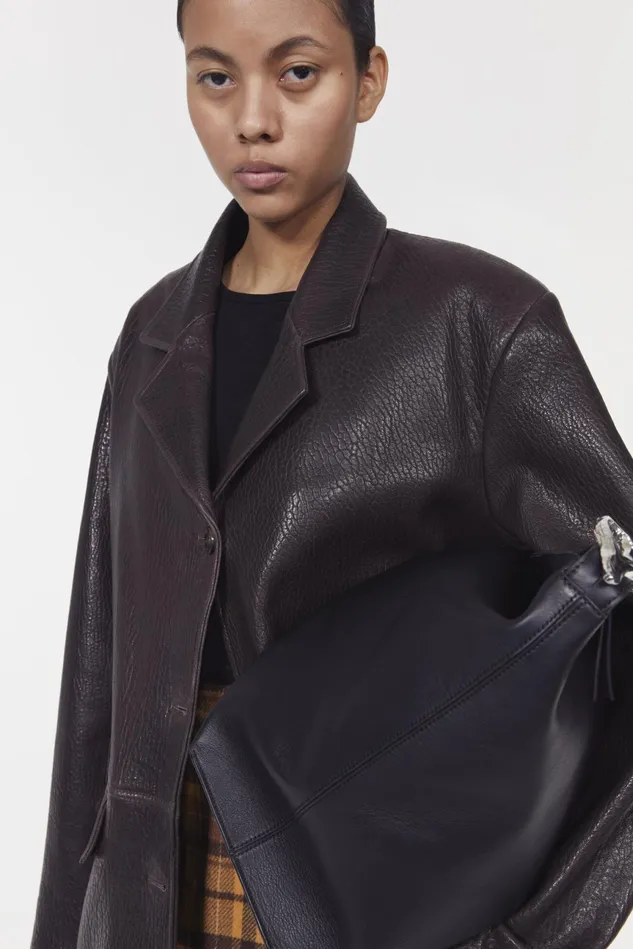 Cariana Leather Jacket Dark Brown Women Rodebjer Outerwear