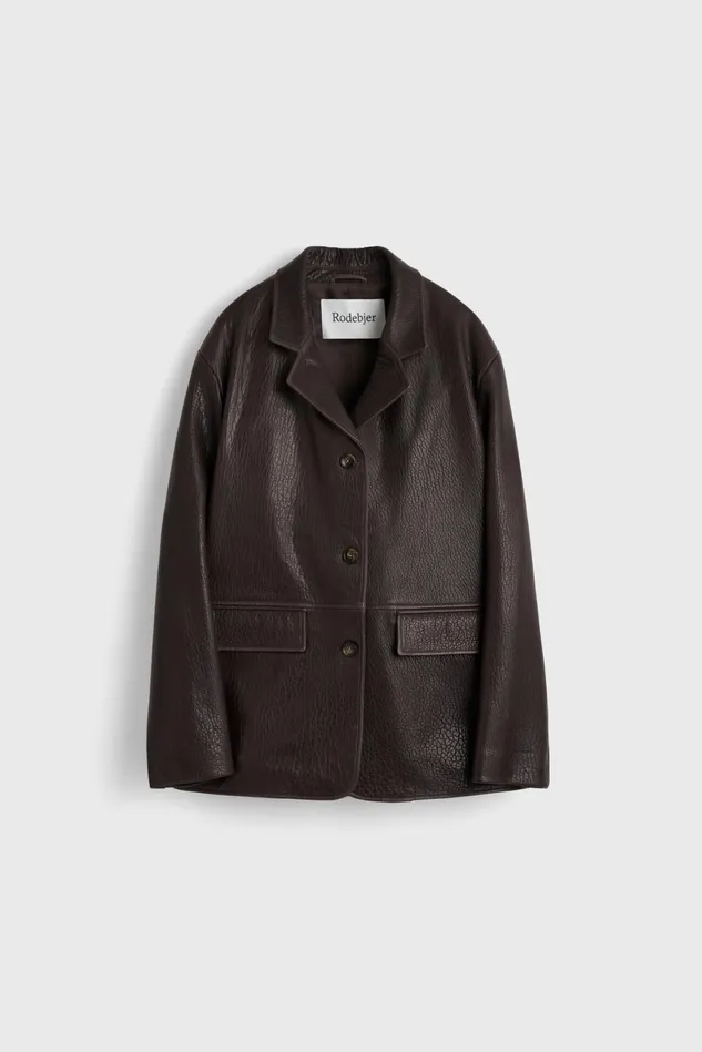 Cariana Leather Jacket Dark Brown Women Rodebjer Outerwear