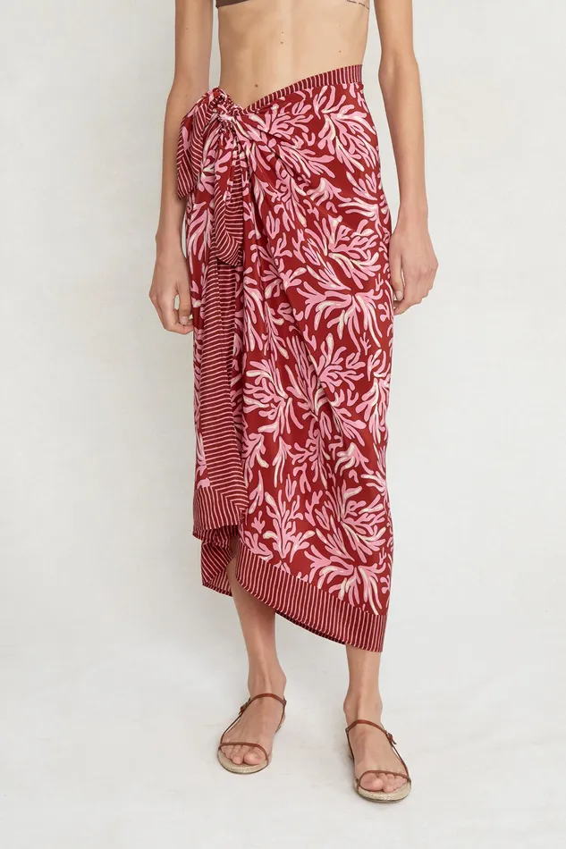 Chan Luu Bottoms Coral Printed Sarong Red Ochre 8211 Women