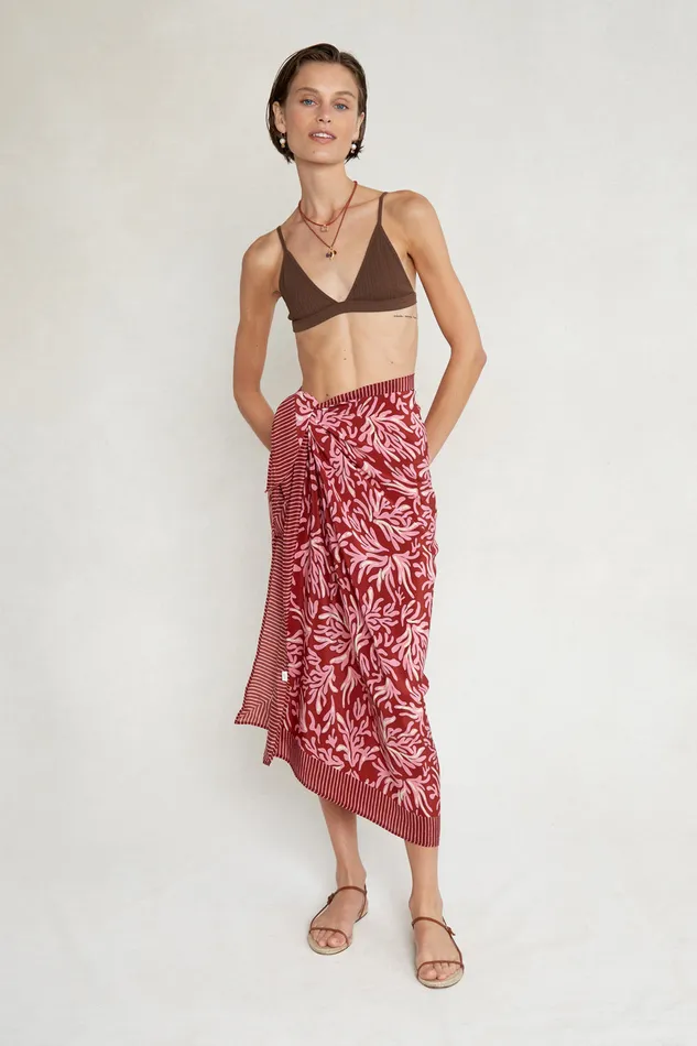 Chan Luu Bottoms Coral Printed Sarong Red Ochre 8211 Women