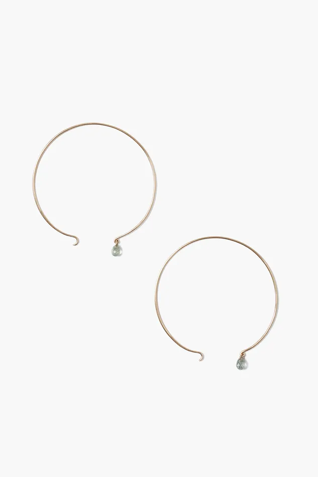 Chan Luu Earrings 14k Belle Hoop Earrings Maxi Green Sapphire 8211 Women